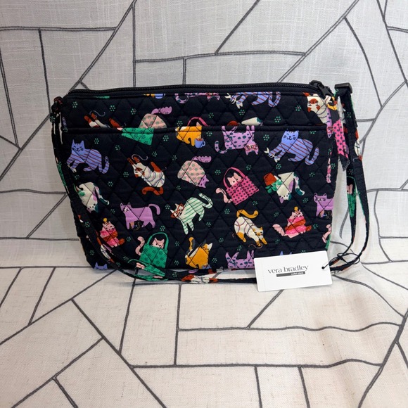 Vera Bradley Handbags - Vera Bradley Large Hipster One Size Black Herding Cats Quilted Crossbody Bag